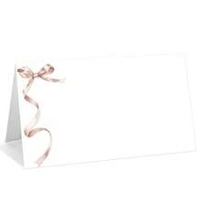10/30/50 PCS Pink Bow Place Cards, Table Setting Blank Tented Name Cards, Folded Table Name Signs For Wedding Bridal Shower Baby Shower Party Supplies - Multicolor - View 1