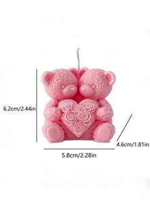 1 pieza Vela de cera de soja con oso de rosa 3D hecho a mano, crea un ambiente romántico, adecuado para el Día de San Valentín, bodas, fiestas, regalos festivos, decoración creativa con oso con forma de corazón - Multicolor - Ver 13