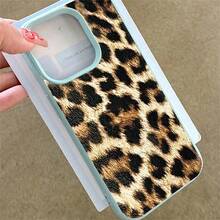 1pcs Leopard Print Phone Case Suitable For Apple Phone11 12 13 14 15 16 17 PRO MAX X XSMAX Silicone Shock Proof Vintage Funky Fashion Stunning Can Be Given To Friends You Can Give It To Yourself - Màu xanh Bạc hà - Xem 2