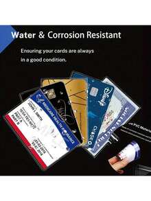 10 Pieces Of High-Quality Transparent Card Sleeve Protective Film, Suitable For Social Security Cards, ID Cards, Postcards, Medical Insurance Cards, And Credit Cards. Made Of Durable Plastic Material, It Is Sturdy And Reusable. Zinc Alloy - Clear - View 6