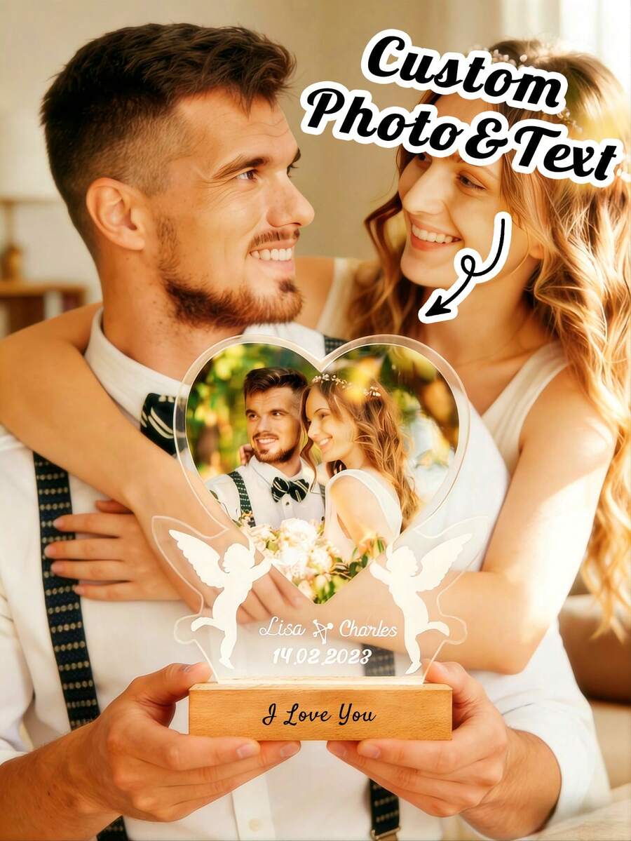 Khung ảnh thiên thần cá nhân hóa, đế gỗ, khung acrylic tùy chỉnh, có thể thêm văn bản và hình ảnh. Trang trí nhà cửa ấm áp, thời trang và đầy yêu thương, hoàn toàn phù hợp cho phụ nữ, nam giới, các cặp đôi hoặc bất kỳ người thân yêu nào. Một lựa chọn lý tưởng cho Giáng sinh, Năm mới, Kỷ niệm hoặc quà tặng lãng mạn.