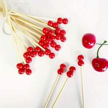 30/60pcs Red Bead Cocktail Picks -Elegant Red Bead & Skewers ForChristmas, Thanksgiving, Halloween, Parties - Ideal For Appetizers, Fruit,Desserts,Sandwiches,Party Appetizer,Festive Skewers, AppetizerSkewers, Holiday Hosts