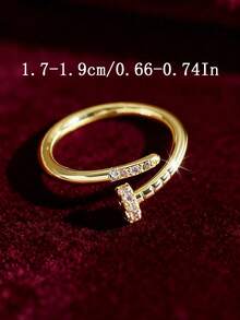 rundraw 2026年新款可调节金戒指，镶嵌锆石，男女皆宜，是派对和节日礼物的理想之选，是情侣和妻子的奢华珠宝之选，也是圣诞节和新年礼物 - 鐘 - 查看 5