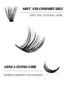 640/632/624/320片装簇状假睫毛，浓密卷翘睫毛套装，D型卷翘，10-16毫米混合长度，DIY睫毛嫁接套装，DIY下睫毛嫁接教程，蓬松柔软的单根假睫毛，打造浓密自然的纤长睫毛，睫毛簇，单根假睫毛，睫毛，假睫毛 - 彩色 - 查看 5