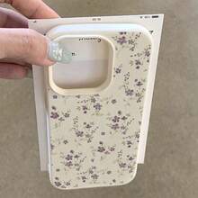 1pc TPU Material Elegant Purple Floral Full Print Protective Phone Case Compatible With Iphone 17 Pro Max/17/16 Pro Max/15/13/12/11, S20 FE/A15/S24/A55, Redmi Note 11/12/13 Pro, Shock-Proof Soft Cover - White - View 3
