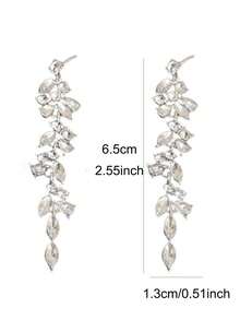 一对闪亮叶形水滴耳环，女士水晶水滴耳环，新娘婚礼首饰，派对周年纪念订婚礼物，情人节配饰