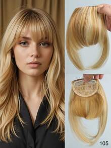 Synthetic Material Clip-On Bangs Hairpiece, Available In Black, Brown, Blonde, Suitable For Women - Multicolor - View 11