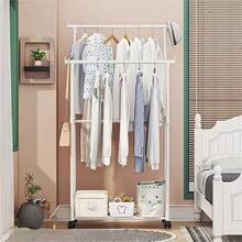 1pc Simple Floor To Ceiling Clothes Rack Storage Rack, Shoe And Hat Rack, Home Clothes Rack, Balcony Clothes Rack, Floor To Ceiling Bedroom, Home Clothes Rack, Indoor Balcony, Simple Clothes Rack, Movable Storage Rack