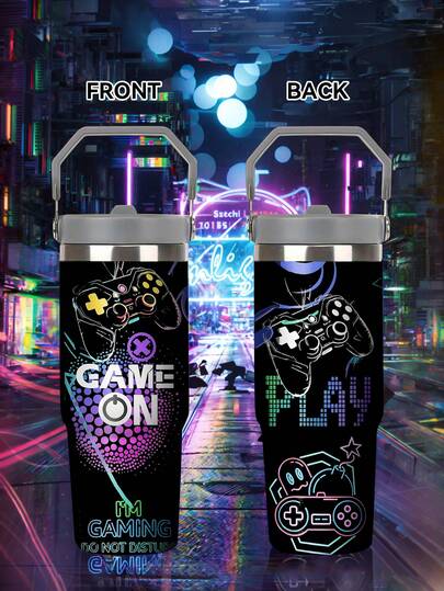This 30oz Stainless Steel Insulated Tumbler Features A Cool Gaming-Themed Print, Making It A Practical And Stylish Choice For Gamers, Personal Use, Or As A Gift. It Can Meet Your Daily Hydration Needs While Keeping Your Beverages At The Ideal Temperature.
