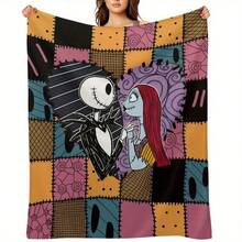 Disney  280GSM Flannel Throw Blanket - Jack Skellington & Sally Design, Ultra-Soft Durable All-Season Decorative Bedding, Multi-Functional Easy-Care For Home Decor, Cozy Comfort, Whimsical Design, Vibrant Print - 風格 - 查看 10