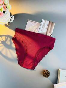 20-Pack Elegant Lace Solid Color Panties - High-Waisted Tummy Control, Knit Fabric, Full Coverage Comfort Fit, Soft And Breathable, Everyday Wear SolidColors, Classic Brief Style, Spring/Winter Clothing (6 Colors Random Delivery) - Nhiều màu - Xem 5