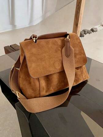 Retro Brown Velvet Joker Autumn And Winter Bag Women's Large-Capacity Messenger Bag Shoulder Bag Women's Bag 2025 New Wave