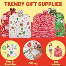 CZ JOYIN 8 bolsas de regalo gigantes de Navidad gigantes de 44 x 36 pulgadas con etiquetas de regalo para regalos de día festivo regalos de Navidad de gran tamaño suministros de recuerdo de fiesta resistentes bolsas de regalo grandes 8764 - blancorojoverdeRojoVerdeBlanco - Ver 3