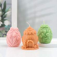 Moule en silicone pour bougie en forme d'œuf de lapin de Pâques, motif de feuillage de tulipe, style lapin. Moule en résine pour faire des maisons de lapin, des arcs, des œufs, des plâtres. Outil de fabrication de fleurs 3D, terrier de lapin, forme d'animal pour savon fait main, bougie, décoration de maison pour les fêtes - Blanc - Voir 8