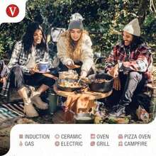 Victoria - Plancha de hierro fundido tipo comal de 30.5 cm con mango largo y mango auxiliar, sartén para crepas, sazonado con aceite de linaza con certificación 100% kosher sin OMG(28 5 (10.5 USA)) - Multicolor - Ver 6