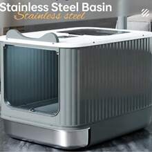 Enclosed Small Cat Litter Box, Anti-Spill, Odor Eliminating, Top Entry All-In-One Cat Litter Box