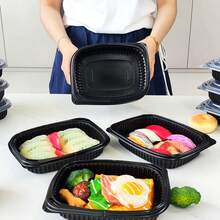 28oz/840ml Lunch Box, Easy Open & Close + Shockproof, Shockproof Technology, Preferred For Takeout Packing, Microwave/Dishwasher/Refrigerator , Suitable For Fast Food, Snacks, Preservation - Picnic, Camping, Wedding, Party - Black - View 6