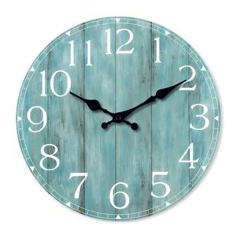 1 pieza Reloj de pared decorativo vintage de 10/12/14/16 pulgadas, silencioso y sin tictac, de color azul y verde, funciona con pilas para cocina, baño, dormitorio, sala de estar, oficina (pilas no incluidas)