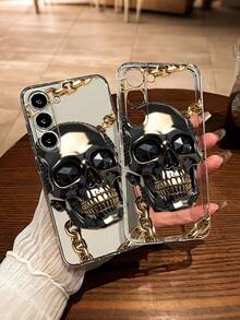Skeleton Painted Transparent Minimalist Stylish Shockproof Phone Case Compatible With IPhone 17/17 Pro/17 Pro Max, 16/11/16 Pro/16 Plus/16 Pro Max/16e, 15 Pro Max, 13/14/12/XS/XR/7G/8P, Galaxy S25/S25 Plus/S25 Ultra, A16/A36/A26/A56/A50/A12/A32,