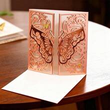 创意蝴蝶贺卡金属切割模具，DIY剪贴簿相册和压花模板，贺卡制作工具，卡片纸切割工艺品，礼品卡制作模板模切件 - 銀色 - 查看 2