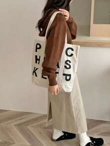 Bolso de gran capacidad y bolso de hombro, diseño versátil y minimalista estilo coreano retro de lona, bolso de lona estilo coreano Ins de gran capacidad, bolso de estudiante bolso de lona minimalista coreano de gran capacidad, bolso de gran capacidad y bolso de hombro, bolso de lona versátil estilo coreano, bolso de gran capacidad y bolso de hombro, bolso casual, decoración de habitación - Multicolor - Ver 6