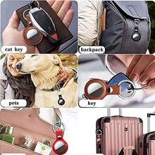 4pcs AirTag Holder, AirTag Keychain, PU Leather AirTag Protective Case, AirTag Mate For Luggage With Ring Metal Snap Keychain, Suitable For Luggage, Keys, Pets, Kids Bags - Black Blue Red Brown - View 9