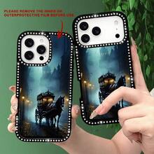 Exquisite Midnight Carriage Diamond-Studded Phone Case, Double-Sided Full Diamond Design, Shimmering And Unique Style |   Durable Pattern |   Impact-Resistant And Drop-Resistant |   Brushed Non-Slip |   Dezenter Luxury |   Compatible With IPhone 17, 16, 15, 14 - Black - View 5