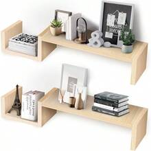 Garage Integrated Storage Racks2 Piezas Repisas FlotantesEstantes Flotantes de Pared Que Se Pueden Ensamblar Libremente Repisas Flotantes de Pared Adecuado para Dormitorio Sala de Estar Estudio Cocina baño etc. - Nogal - Ver 7