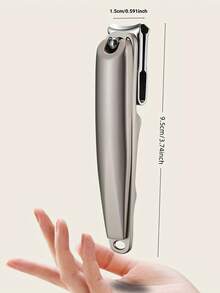 1pc Black/Grey 360° Rotating Stainless Steel Nail Clipper, High Quality Manicure Tool, Wide Mouth Anti-Splash Pedicure Trimmer With Sharp Blades, For Finger & Toe Nails - Multicolor - View 4