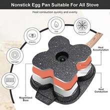 Sartén Tortitas, Sartén Huevos Poche de 4 Agujeros con Tapa Sartén Antiadherente de Aluminio para Desayuno Huevos Fritos Panqueques, para Estufas de Gas y Cocinas de Inducción(Negro 01 + lid) - Multicolor - Ver 5