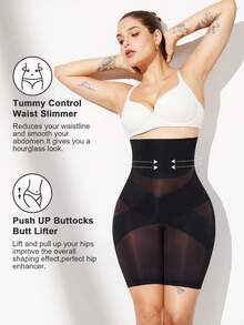 1 Quần định hình eo cao, dáng chữ thập, kiểm soát bụng, nâng mông liền mạch, quần lót định hình bụng phẳng, quần lót bó sát, quần lót định hình eo - màu đen - Xem 7