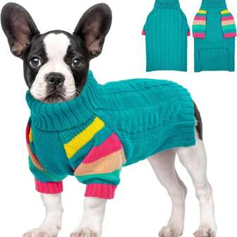 1pc Dog Winter Sweatshirt, Warm Knitwear For Medium To Large Dogs, Elastic Dog Winter Coat, Pet Cold-Proof Sweatshirt, Dog Hoodie, Classic Cable Knit Sweatshirt