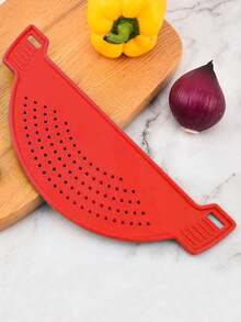 1 pieza Colador de silicona, Colador de malla de plástico, Filtro de alimentos en forma de semicírculo, Apto para cocinar fideos, verduras y frutas, Resistente al calor para todas las ollas y tazones, Esencial de cocina, Regalo para estudiantes/Navidad - Multicolor - Ver 9