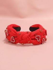 1件装女士情人节爱心发箍 - 水钻闪亮爱心发圈发饰礼物，发箍，情人节缪斯 - 紅色 - 查看 2