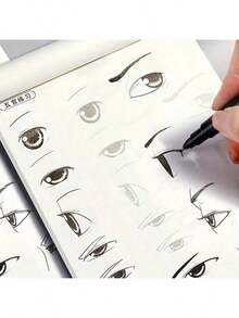 1 Anime Character Outline Sketch Tutorial Book, Provides Practice Tracing Techniques And Color Mixing Opportunities, Suitable For Artists And Anime Enthusiasts! Cover Color Random. - Multi Color Random - View 8