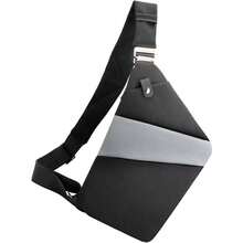 Bolsa de hombro impermeable, bolsa de pecho antirrobo, ligera y resistente con correa ajustable, 20x 2x 32 - black con gris + Derecho - Ver 10