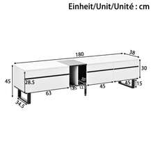 Modern TV Cabinet 180 Cm In White With Klappfach, Offenen Fächern And Doppeltüren – Minimalist Fernsehschrank Als Sideboard, TV-Möbel & Wohnzimmerschrank Mit Viel Stauraum - White - View 5