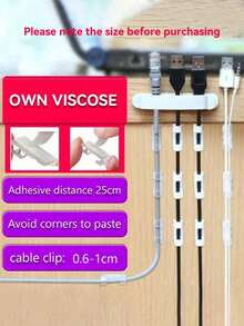 20个自粘式线缆夹，透明粘性线缆整理器，适用于电视线缆、桌面、家庭办公室等。 - 彩色 - 查看 3
