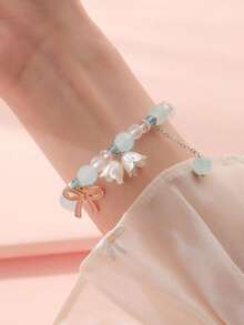 1 pieza Pulsera con cuentas con mariposa y lirio del valle soñadora y dulce - PC 1 - Ver 5