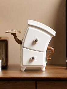 1 pieza Caja de almacenamiento personalizable con texto, organizador de cajón de cintura divertido para joyas y aretes, adecuado para interiores, escritorio de oficina, escritorio de estudiante para almacenamiento de artículos de papelería - Blanco - Ver 3