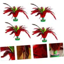 4piezas Volante De Plumas De Colores Volante De Fitness para Entrenamiento Creativo para Competicin y Actividades Al Aire - llamativo - Ver 7