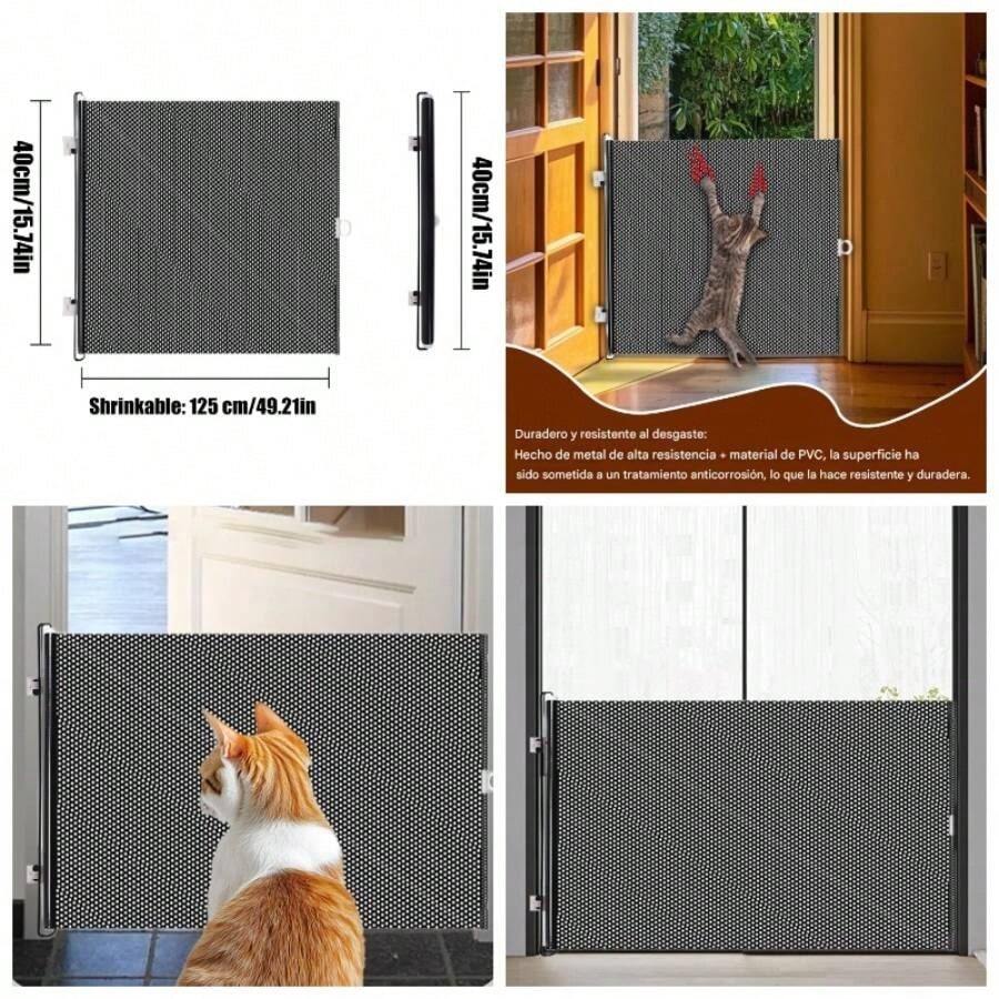 Reja Retrctil para Perros, Reja para Puertas, 15x49 Pulgadas Cerca Porttil Barreras para Gatos Accesorios Mascotas Uso Interior Exterior En Puertas Pasillos Cocina Garaje Porche - Atributo único - Ver 1