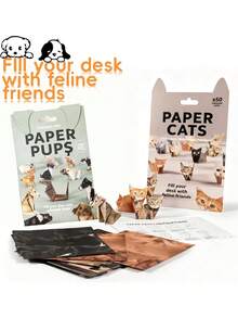 50 piezas Ornamento de escritorio de gato de papel plegable, Set de gato de papel DIY. Decoraciones navideñas, ornamentos de escritorio divertidos, hechos a mano, apilables. Perfecto para actividades de manualidades divertidas, decoraciones de gato de origami y regalos creativos, ornamentos de escritorio y regalos para amantes de las mascotas. El set incluye formas de gato, perro y dinosaurio. - Multicolor - Ver 4