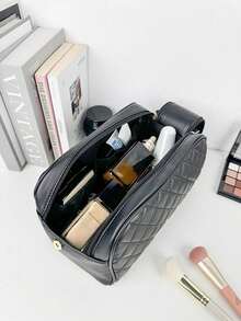 时尚菱形化妆包，2025新款，便携式旅行收纳包，大容量拉链式洗漱包 - 彩色 - 查看 9