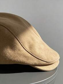 1pc Unisex Solid Color Minimalist Wool Beret Hat, Adjustable Circumference Retro Warm Newsboy Cap, Suitable For Autumn/Winter Outings, Fashionable Accessory, Great Gift - Multicolor - View 4