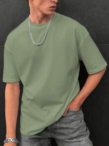 GRDR Men's Fashionable Loose Fit Short Sleeve T-Shirt | Exquisite Design | Summer Essential | Easy To Match | Showcase Your Style - Mint Green - View 2