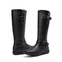 Women's Faux Furs-Lined Knee High Winter Boots - BLACK/PU - View 2