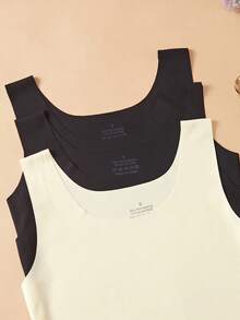 3PCS Women Cool Striped Solid Camisoles, Sleeveless Round Neck, Wide Straps, Unlined, Stylish Outerwear Comfy Casual Backless Base Underwear - Multicolor - View 6
