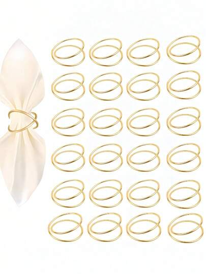 1/6/12/24 szt. Złote kółka na serwetki, prosty metalowy podwójny uchwyt na serwetki dla mężczyzn i kobiet, wielokrotnego użytku, na spotkania rodzinne, bankiet, minimalistyczne klamry do serwetek do nakrycia stołu, artykuły na przyjęcia świąteczne, świąteczne nakrycia stołu, prezenty na przyjęcia świąteczne