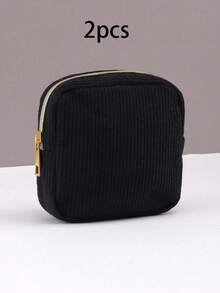 1/2 chiếc túi đựng mỹ phẩm nhỏ, túi mini đựng đồ trang điểm bằng vải nhung kẻ, túi đựng mỹ phẩm dễ thương cho nữ với các ngăn nhỏ bên trong. - Nhiều màu - Xem 12